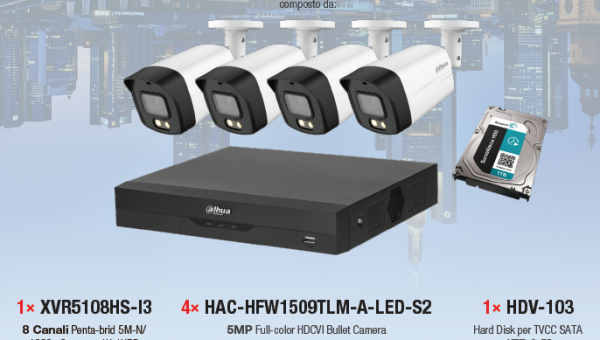 Kit videosorveglianza HDCVI Full Color DAHUA in offerta a € 328,90 + IVA
